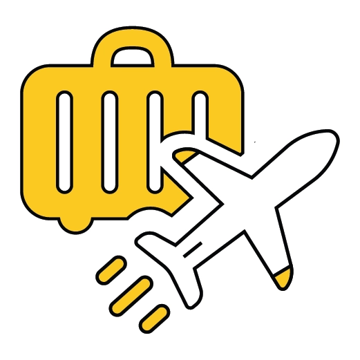 Salama Travel Takaful insurance in UAE, Travel takaful insurance icon with airplane and a case