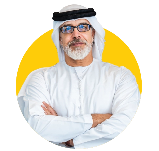 Salama Auto Third Party Liability in UAE, image of male Arab with glasses